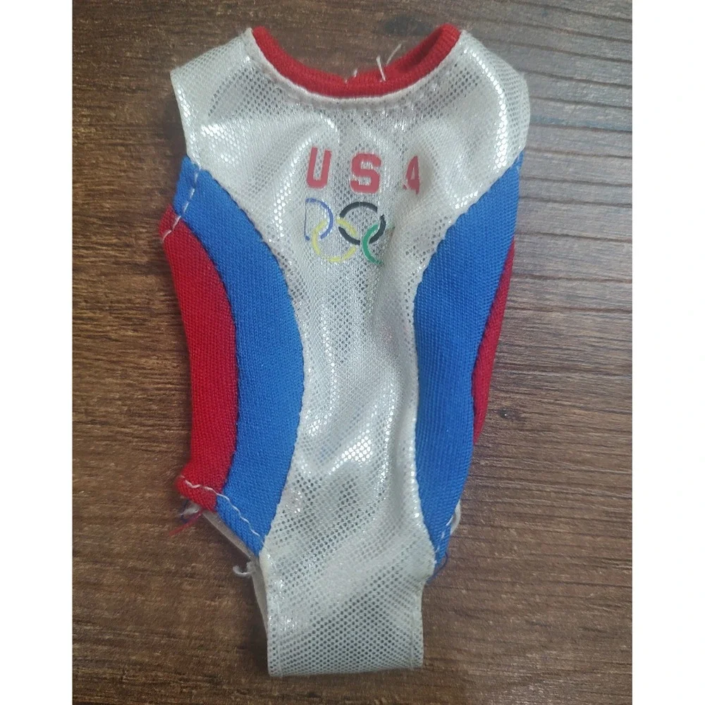 Barbie Doll Swimsuit USA Olympics One Piece Silver Red Blue Shimmery Z32